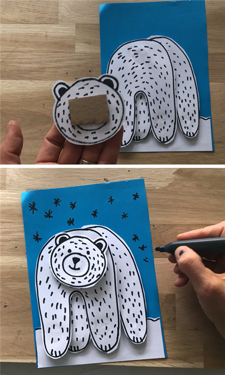 半立体北极熊贴画制作方法3